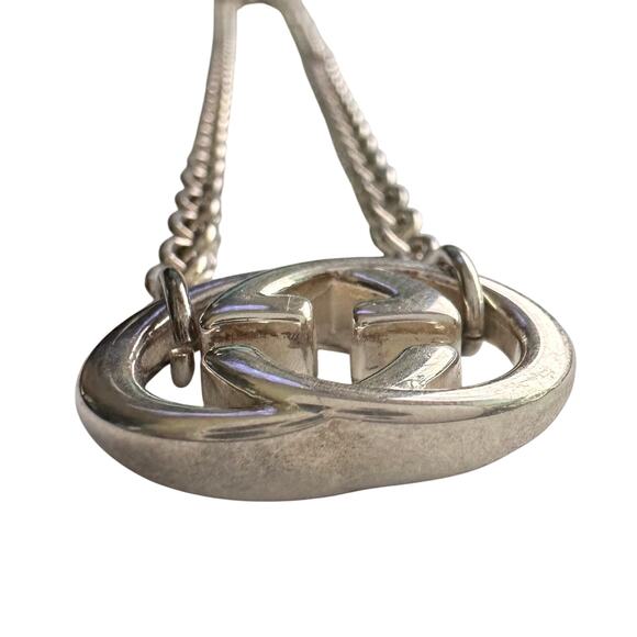 GUCCI Interlocking GG Logo Necklace (16") Sterling Silver - Picture 5 of 7